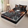 thumbnail image 2 of Castle Fairy Skull Motorcycle Zipper Twin Comforter Sets with Fitted Sheet and 2 Pillowcases,Flame Print Zipper Bedding Set for Bedroom,Black Red,4-Piece,Black Reversible, 2 of 6