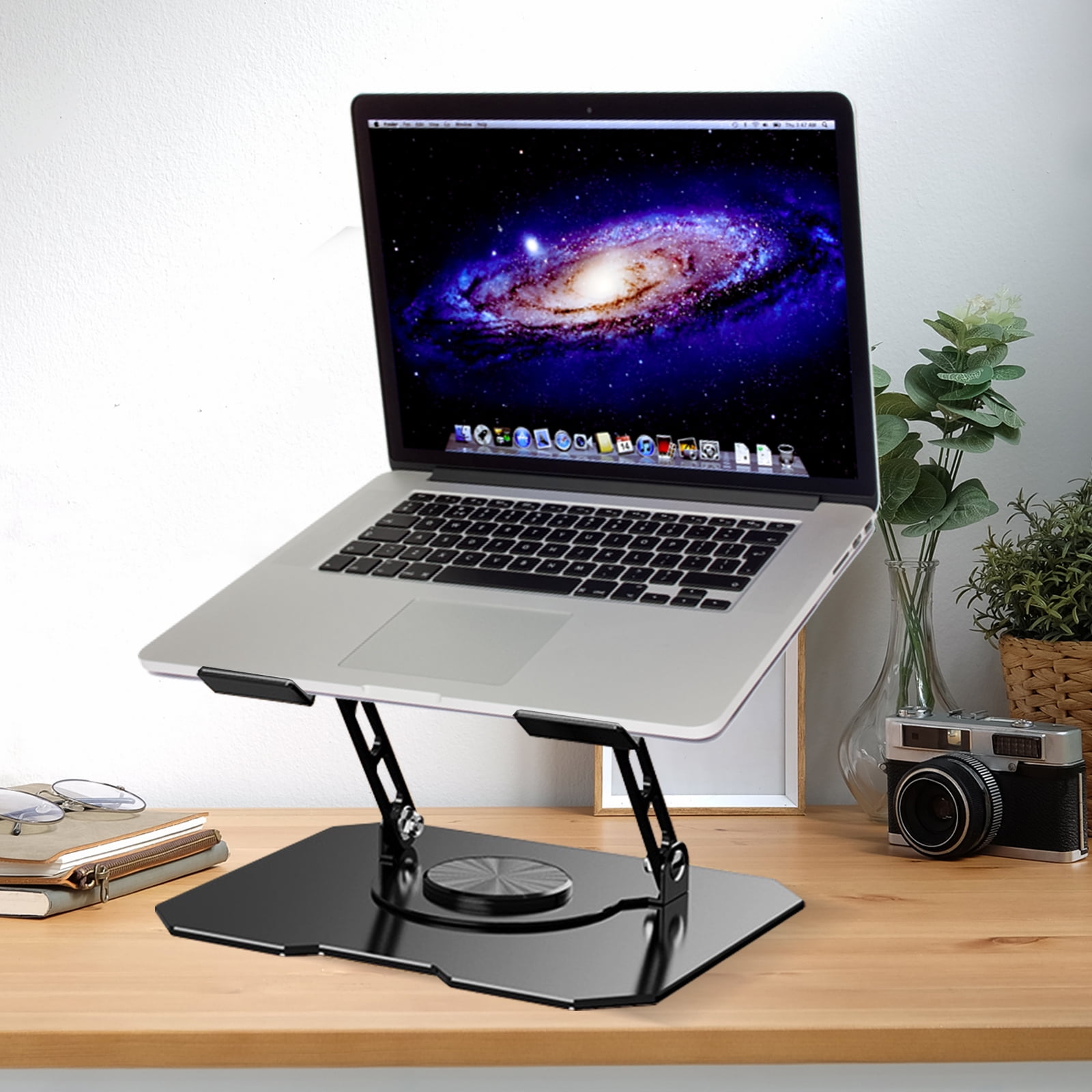 SINGOMON Laptop Stand, Adjustable, with 360° Swivel Base, Ergonomic Laptop Lift Stand - for MacBook Pro Air (10-16 inch) - Black