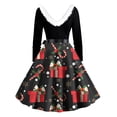 thumbnail image 3 of AOOCHASLIY Winter Womens Dresses Women Dress Long Sleeve Christmas Printed Furry Draw Back Swing Dress, 3 of 3