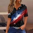 thumbnail image 2 of Womens Patriotic V Neck Tee Independence Day Print Short Sleeve Decorative Button Casual Top Breathable Fabric, 2 of 4