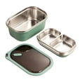 thumbnail image 2 of Fiambrera Bento de acero inoxidable de 1,2 l con control de porciones, ecológica, ideal para comidas al aire libre. 2 niveles verde, 2 of 9