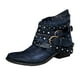 thumbnail image 3 of NECHOLOGY Botas Mujer Adulto Femenino Zapatos Botines mujer Zapatos de transpirables cortos Retro altos, botas gruesas de tacón para mujer, botas con cremallera para mujer (Blue, 7), 3 of 4