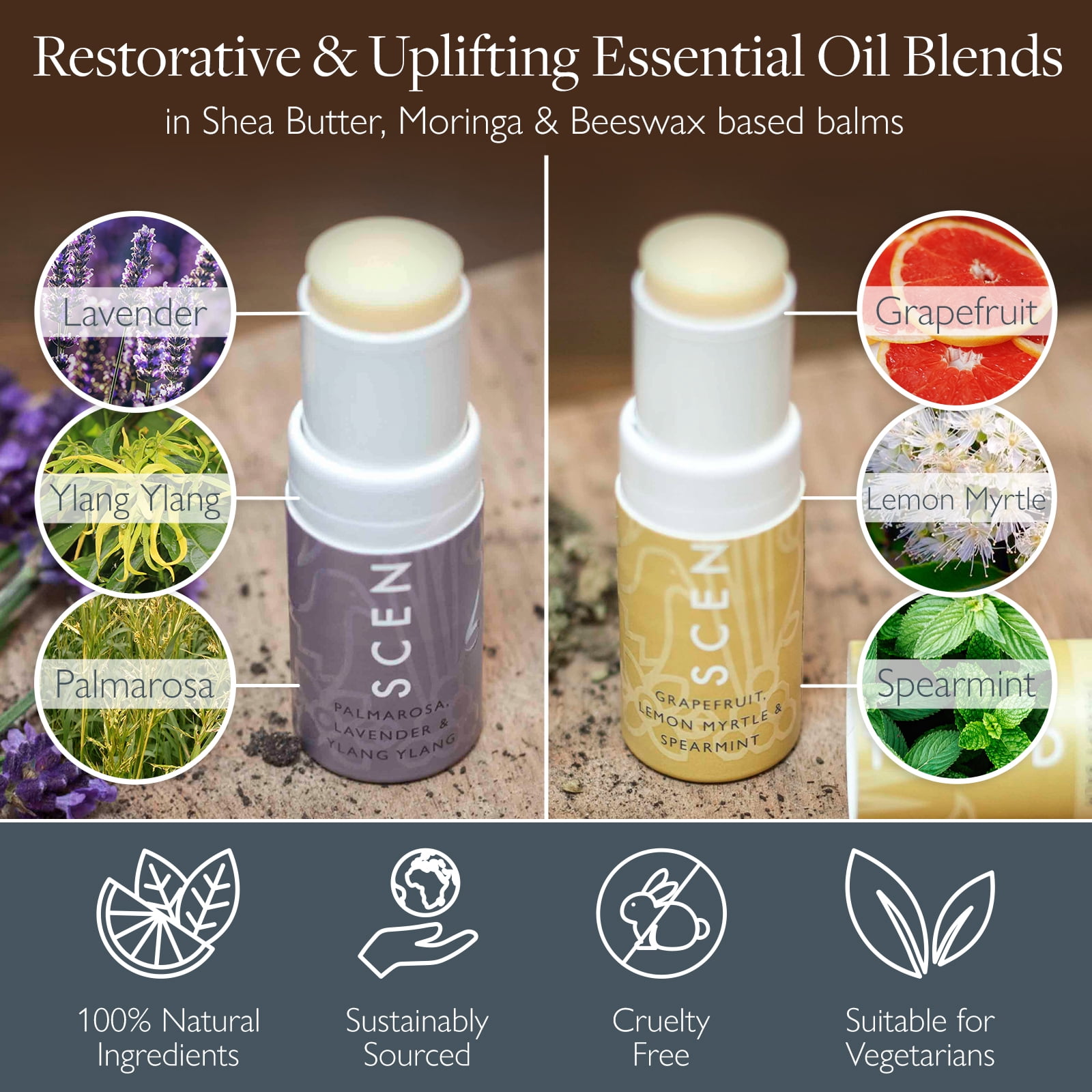 Scentered SLEEP WELL & HAPPY Aromatherapy Essential Oils Balm Gift Set - For Restful Sleep & Gratitude - All-Natural Blends of Lavender, Ylang Ylang, Lemon, Grapefruit