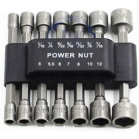 14pcs Power Nuts Driver Drill Bit Tools Set Metric Socket Wrench Screw 1/4'' Driver Hex Keys