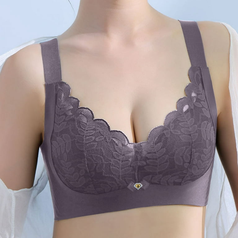 Cathalem Longline Full Coverage Bra with Back and Side Support Womens Bras  Push Up(Purple,40/90C) 