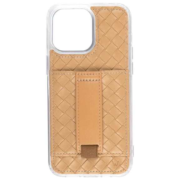 Walli Cases iPhone 16 Pro Max Phone Case with Wallet and Finger Strap - Sandstone Weave
