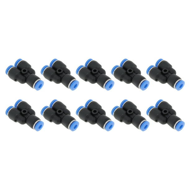 Conectores de aire tipo Y de 5/32" para manguera, 10 piezas, azul y negro