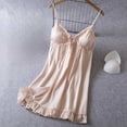 thumbnail image 2 of Feancey Chemise Nightgowns for Women with Built In Bra Lace Up V-Neck Lingerie Pajamas Spaghetti Strap Sleeveless Babydoll Nightgown Cozy Cami Dress Pink L, 2 of 9