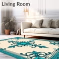 thumbnail image 2 of ODIKA 4'x6' Machine Washable Non-Slip Area Rug, Elegant Medallion Trellis Interwoven Damask High Traffic Rug with Pad, Beige, 558691, 2 of 8