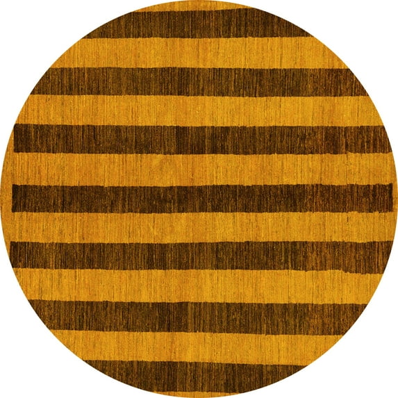 Ahgly Company Indoor Round Abstract Yellow Modern Area Rugs, 8' Round