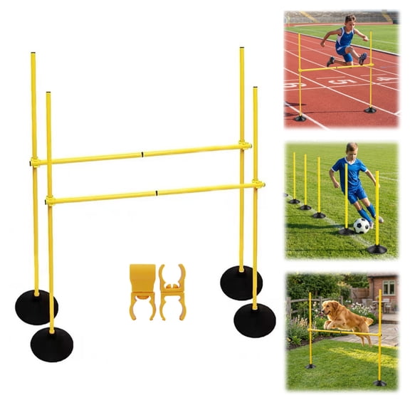 Fuilayi 2-Pack 4FT Detachable Agility Hurdles, Basketball Training Aid, Soccer Training Dribbling Pole, Height Adjustable, Suitable for Outdoor Sports Training
