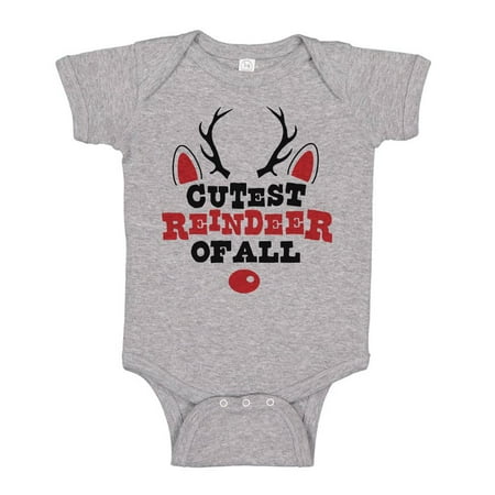 

TeesAndTankYou Cutest Reindeer Of All Christmas Baby Onesie Infant One Piece Bodysuit Newborn Heather Grey