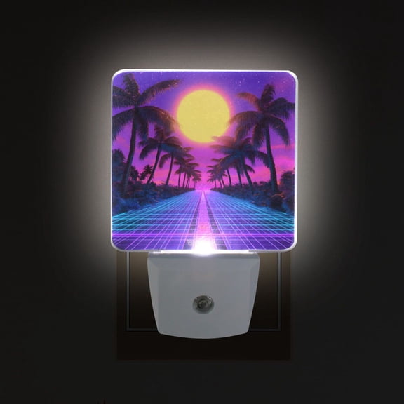 Yayeee LED Plug in Night Light for The Home with Auto Dusk to Dawn Light Sensors, 2 Pack, Purple Neon Road