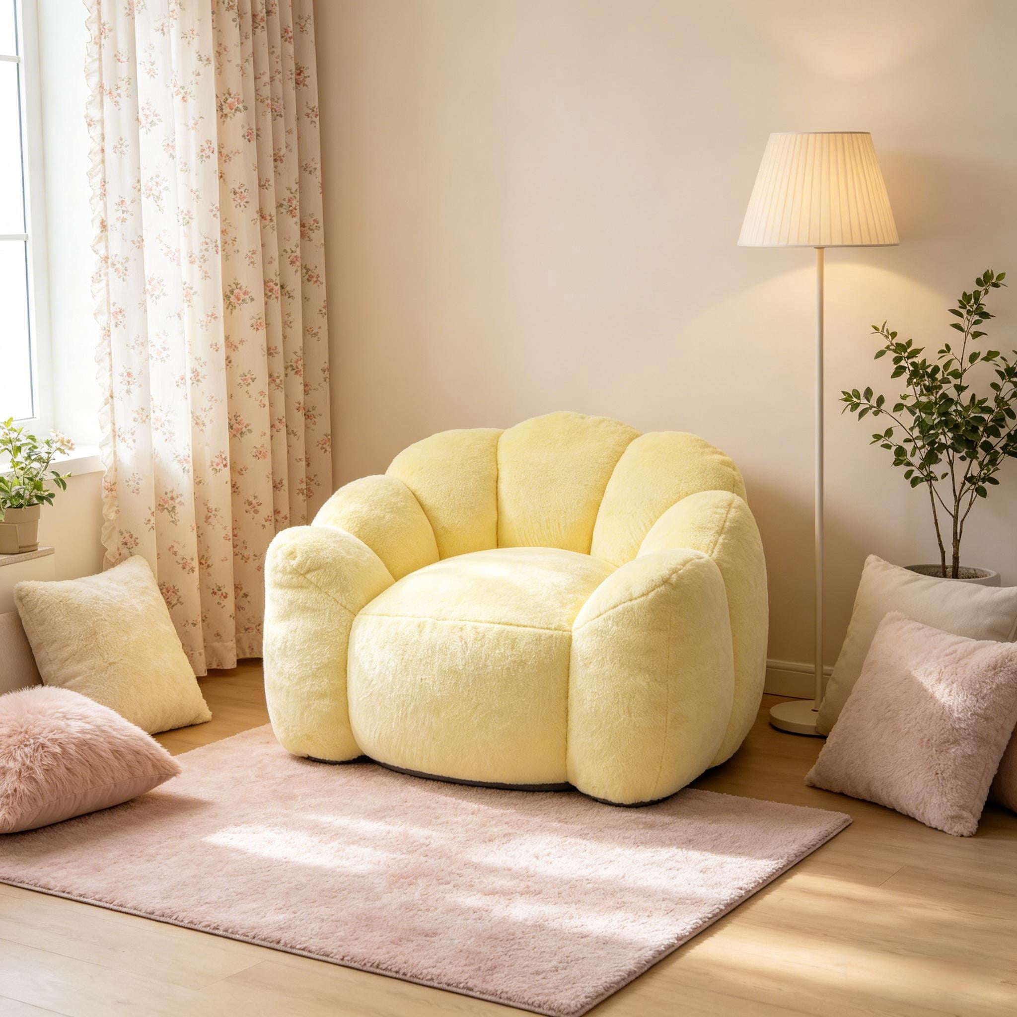 Howcool Adult Lotus Compression Bean Bag Sofa, No Assembly Easy to Move with Pull Ring for Living Room Bedroom