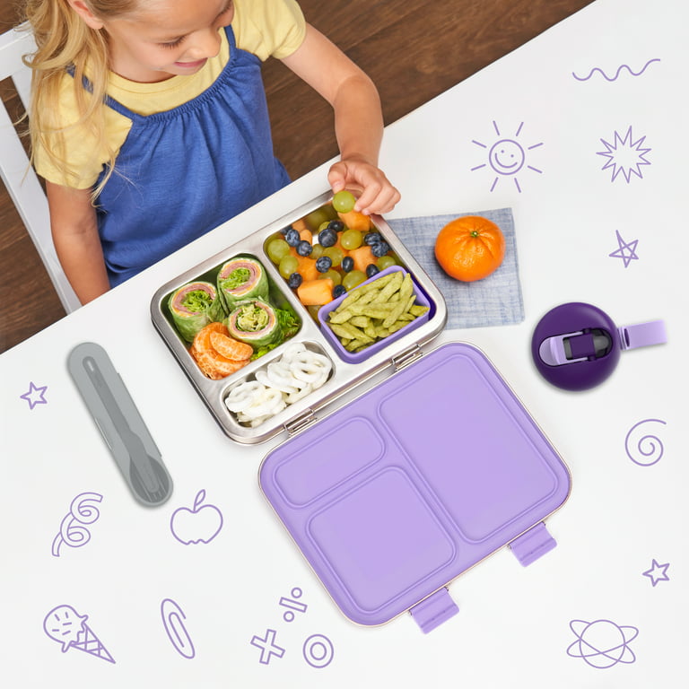 Bentgo Kids Stainless Steel Prints Leak-Resistant Lunch Box - New Improved  2022 Bento-Style with Updated Latches, 3 Compartments & Bonus Container -  Eco-Friendly, Dishwasher Safe, BPA-Free (Dinosaur) 