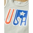thumbnail image 6 of Seyurigaoka 2Pcs Baby Boy Independence Day 4th of July Suits, Round Neck Sleeveless Letter Pattern Tank Tops Vest + Elastic Stripe Star Shorts, 6 of 9