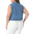 thumbnail image 4 of DARING DIVA Women's Plus Size V Neck Button Down Casual Denim Vest 3X Light Blue, 4 of 6