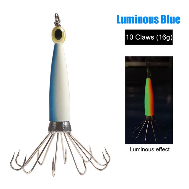 Señuelos de pesca que brillan en la oscuridad, calamares, señuelos de pesca, 8 garras, accesorio para aparejos de peces FLhrweasw Nuevo