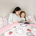 thumbnail image 4 of Castle Fairy Cartoon Cats Animal Twin Bedding Sets 7-Piece for Kids Children,Kawaii Pets Bedding Comforter Set Microfiber,Red Pink Strawberry Breathable Sheet Sets,Lightweight Room Decor,Reversible, 4 of 8