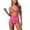 Hot Pink, variant on Women's Terry Cloth Color Block High Waisted Bikini Set Contrast Trim