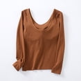 thumbnail image 5 of DHFJKG Long Sleeve Shirts For Women Basic Tee With Built In Bra Scoop Neck Slim Fit Lightweight Casual Base Layer T Shirt Solid Color Stylish Tops, 5 of 9