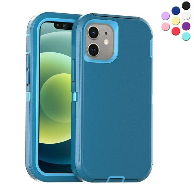 Entronix Funda Resistente para iPhone 12, Triple Capa, Resistente a Golpes y Anticaídas, Color Verde Azulado