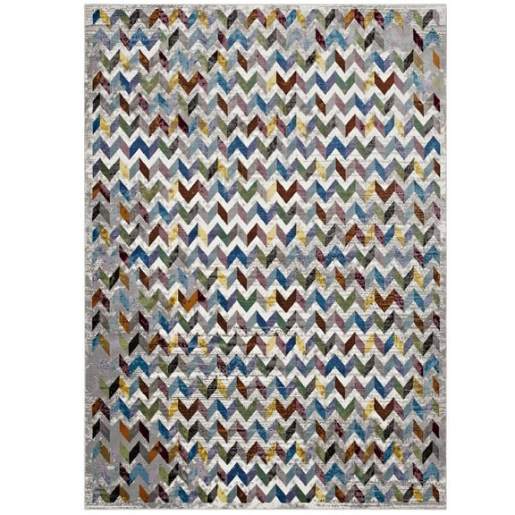 Modway Gemma Chevron Mosaic 4x6 Area Rug in Multicolored