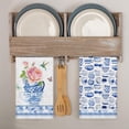 thumbnail image 4 of Butterflies Royal Blue Porcelain Kitchen Towels Dish Towels, 18x26 Inch Vase Roses Cup Vintage Flowers Decoration Hand Towels Set of 4, 4 of 6