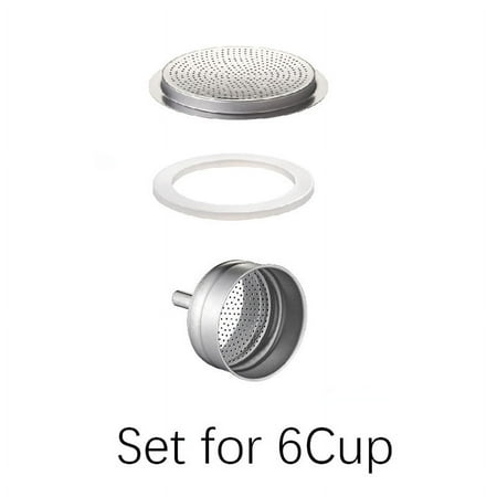 

Mocha Pot Accessories Aluminum Coffee Espresso Moka Stove Pot Fittings Filter Funnel Gasket Silicone Rubber for Moka Pot-Option set for 6Cup-B