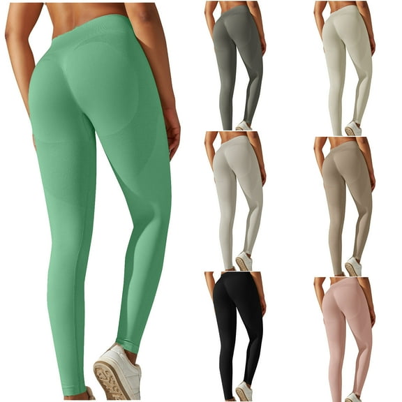 Brondbend Tall Yoga Pants Yoga Leggings Elastic Waist Belly Control Workout Trousers Solid Color Fashion Tights Slim Fit Hiking Jogger Beige