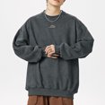 thumbnail image 4 of YUGYXL Men's Vintage Sweatshirt Crewneck Long Sleeve Basic Pullover Soild Workout Street Sweatshirt Dark Gray L, 4 of 4