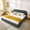 Dark Gray, variant on Pink King Size Upholstered Platform Bed Frame, Modern Minimalist Curved Tall Headboard, Soft Circle Yarn Fabric, Heavy Duty Solid Leg Support, No Box Spring Required