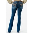 thumbnail image 3 of Grace in LA Women's Heavy Stitch Embroidered Pockets Stretch Bootcut Jeans (26, Blue), 3 of 3