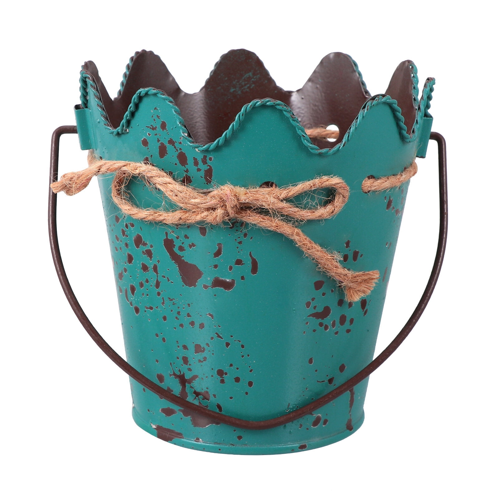 Flower Metal Vase Pot Vintage Galvanized Plant Bucket Planter Tin Buckets Iron Farmhouse Holder
