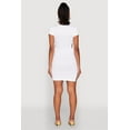 thumbnail image 4 of Womens Rib Knit Side Ruched Keyhole Mini Dress, 4 of 4