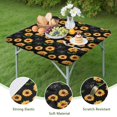 thumbnail image 4 of Black Green Leaf Sunflower Pattern Square Fitted Tablecloth with Elastic Edge,Square Table Cover,Washable Elastic Table Cover for Home Kitchen Party Decor 36"x36", 4 of 6