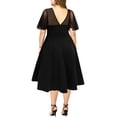 thumbnail image 3 of DYMADE Women Plus Size Lace Mesh Short Sleeves Elegant A-Line Knee Length Dress, 3 of 6