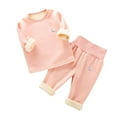 thumbnail image 2 of YHAJDS Baby Casual Winter 2 Piece Outfits Set, Infant Lamb Print Sets. Long Sleeved Round Neck Top and High Waist Pants, Fleece Lined Warm Home Wear for 0-1 Years, 2 of 3