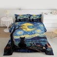 thumbnail image 2 of Manfei Kawaii Black Cat Full Size Comforter Sets 3-Piece for Child Teens,Abstract Starry Sky Bedding Comforter Set,Rustic Cabin Lightweight Bedding Sets,Microfiber Bedroom Decor,Reversible, 2 of 8