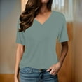 thumbnail image 2 of Zori Womens Short Sleeve V Neck Tops Dressy Casual Loose Fit Cute Tee Shirt Fashion Solid Color Basic Tunic Trendy Summer Tops for Girls, 2 of 5