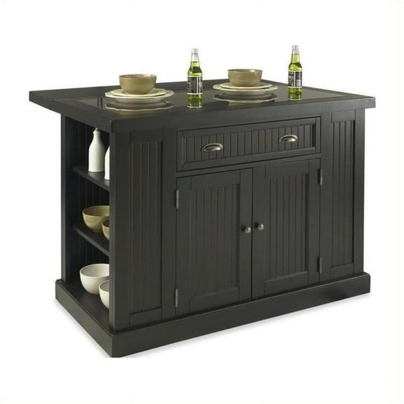 Bowery Hill Kitchen Island in Distressed Black