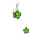 thumbnail image 2 of Delight Jewelry Resin Lime Green Daisy Flower with Hot Pink Ladybug - Silvertone Clip on Charm with Clear Crystal Drop, 2 of 5