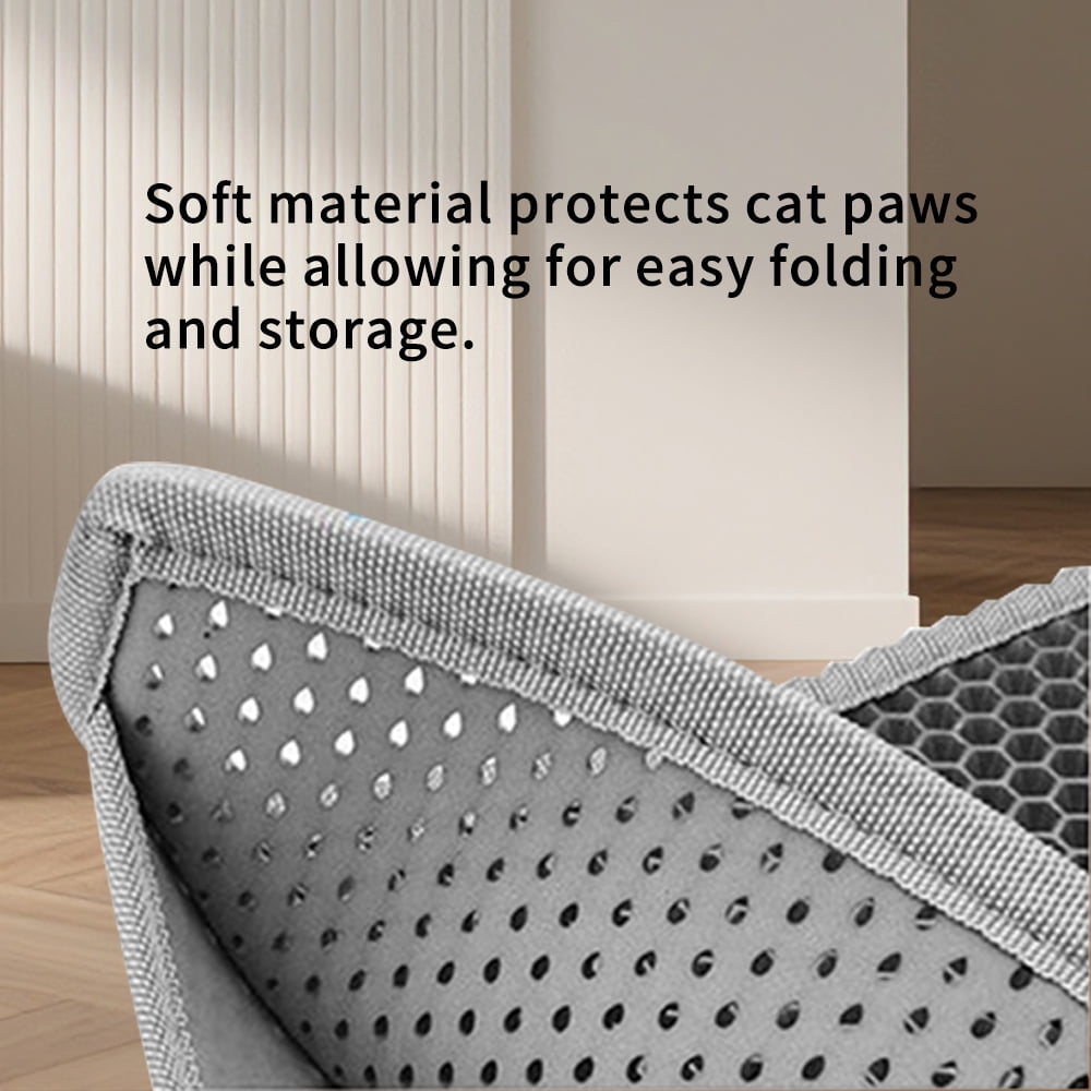 Fully Enclosed Cat Litter Box + Mat, Large Odor-Control Kitty Toilet with Flip Lid, Scoop & Anti-Tracking Pedal, Removable Design, Gray