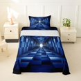 thumbnail image 2 of Castle Fairy Futuristic Cubes Tunnel Twin Sheets 3pcs,Geometric Block Bedding,Navy Black,1 Flat Sheet, 1 Fitted Sheet and 1 Pillowcase, 2 of 7