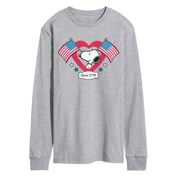 Peanuts - Snoopy Since 1776 Flag Heart - Men's Long Sleeve Graphic T-Shirt
