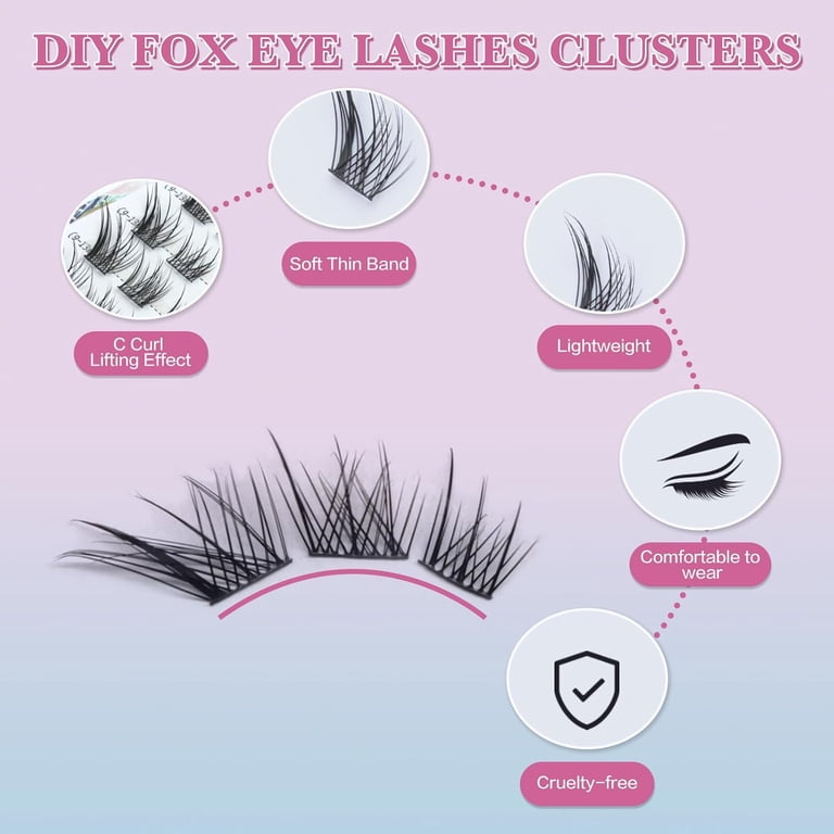Fox Eye Lash Clusters Wispy: Natural Left & Right Individual