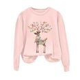 thumbnail image 5 of Kaprioy Sweatshirts for Women Christmas Colorful Elk Graphic Long Sleeve Shirt Holiday Vacation Pullover Tops Fall Fashion Clothing Pink, M, 5 of 6