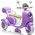 thumbnail image 6 of QEEKA 12V Electric Kids Motorcycle,2 Seater Ride on 3 Wheel Scooter,Multi-function player,USB,Bluetooth,light,Backseat flip adult seat,Oversized Storage Box for kids Aged 3-6,Purple, 6 of 10