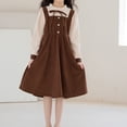 thumbnail image 2 of EnJoCho Teen Girls Long Sleeve Midi Dress Summer Ruffl𝖾s A-Lined Sundress Kids Button Pleated Casual Elegant Shirt Dress, 2 of 9