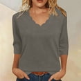 thumbnail image 5 of ZORYEVY 3/4 Sleeve Womens Tops Casual Winter Shirts for Women Scalloped V Neck Stretch Daily Wear Tops, 5 of 7